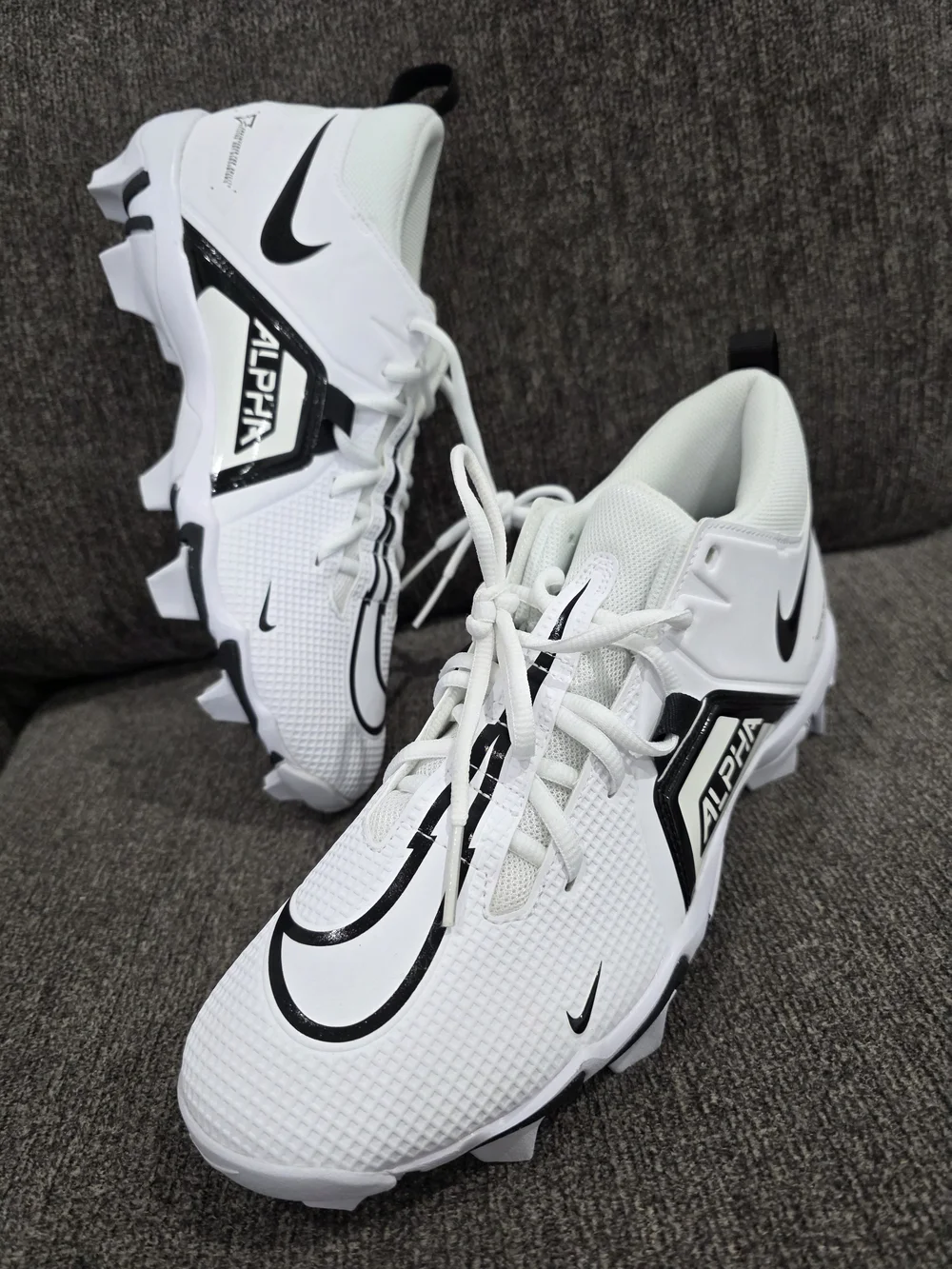 Nike Alpha White Football Cleats - Black Accents - Picture 3 of 9